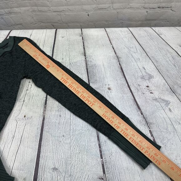 FREE PEOPLE Small Long Sleeve SNAP Up Green Knit Women Shirt Top Ribbed‎ - Picture 9 of 12